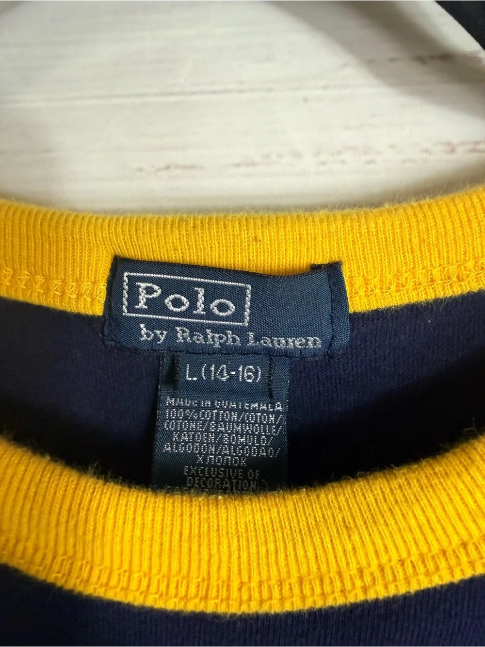 Polo by Ralph Lauren Navy & Yellow 'Crew' Ringer Tee - Kids